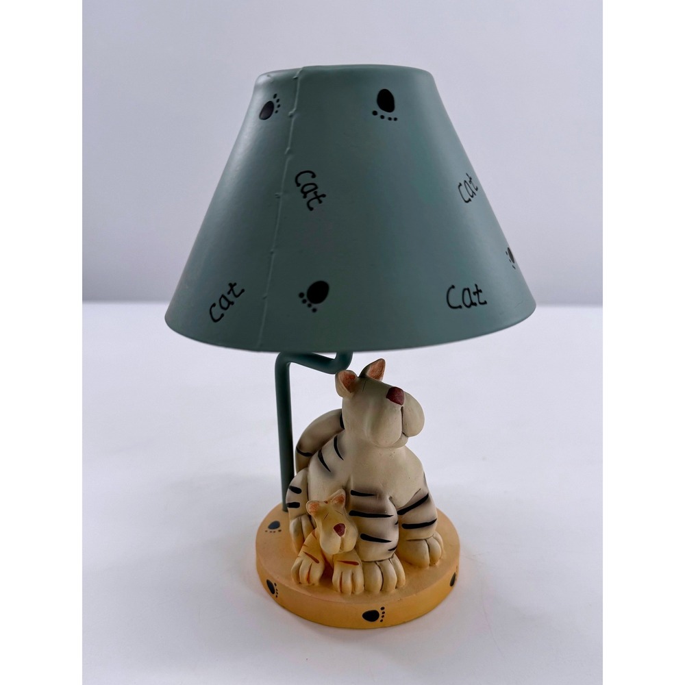Crazy Mountain Cat Tea Light Candle Holder Blue Whimsical Figurine
